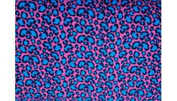 10cm Musselin Windelstoff Doppelgewebe bedruckt "Leomuster pink/türkisblau"   (Grundpreis € 8,00/m)